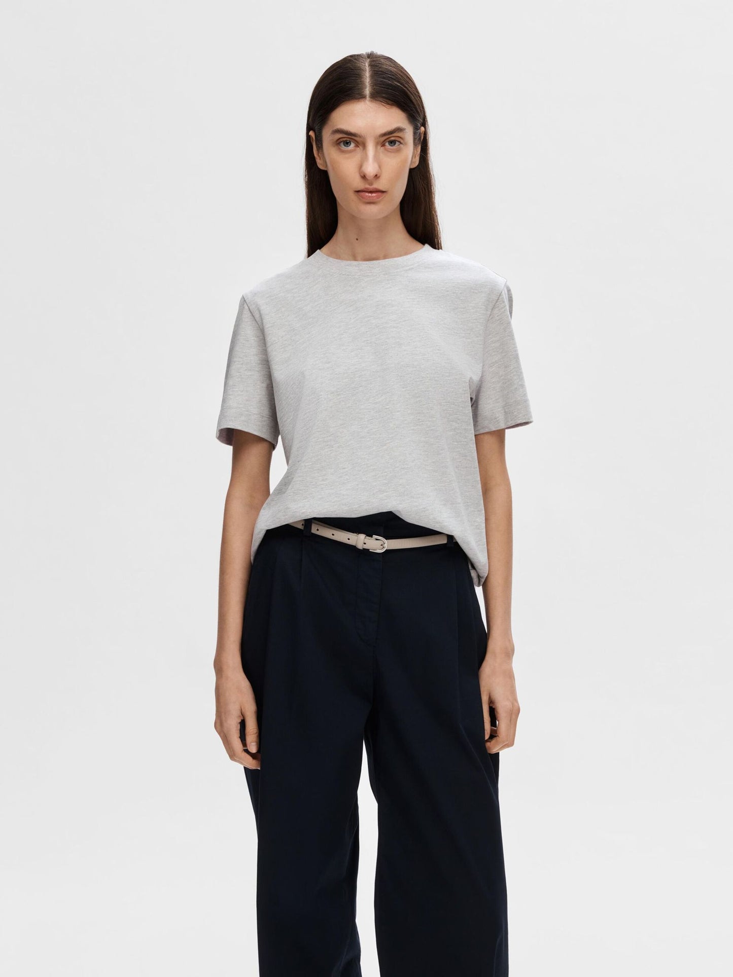 Boxy tee Light grey melange