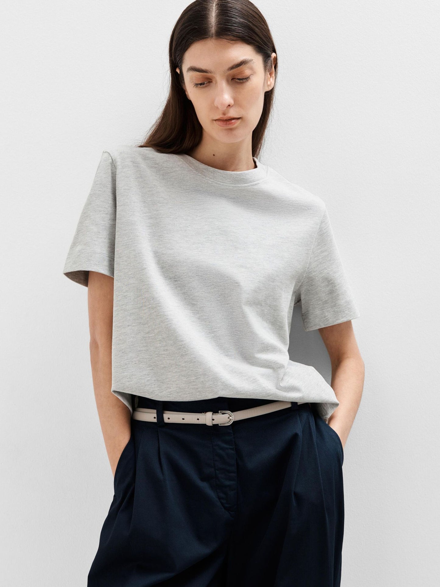 Boxy tee Light grey melange
