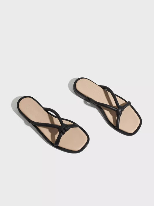 Sara Padded Leaterh Slider Black