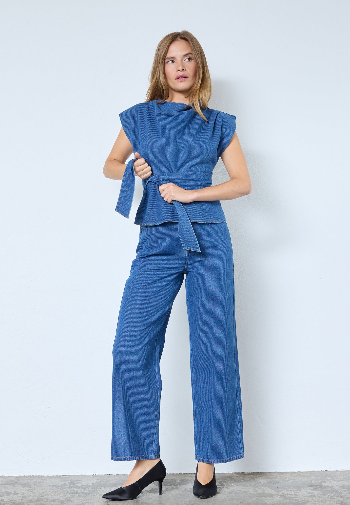 Kimmy pleat top Dark denim