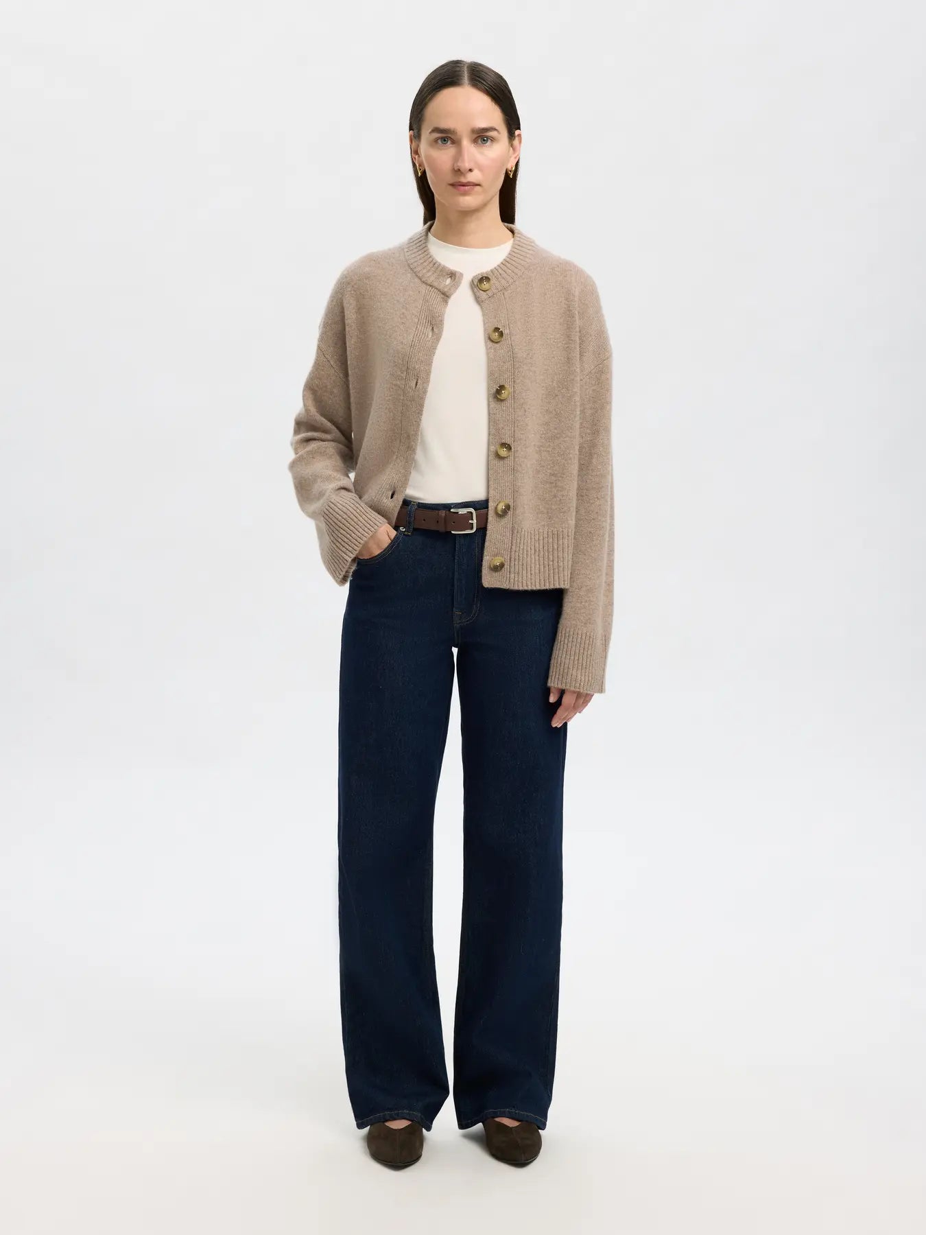 Cille cashmere blend cardigan Irish cream