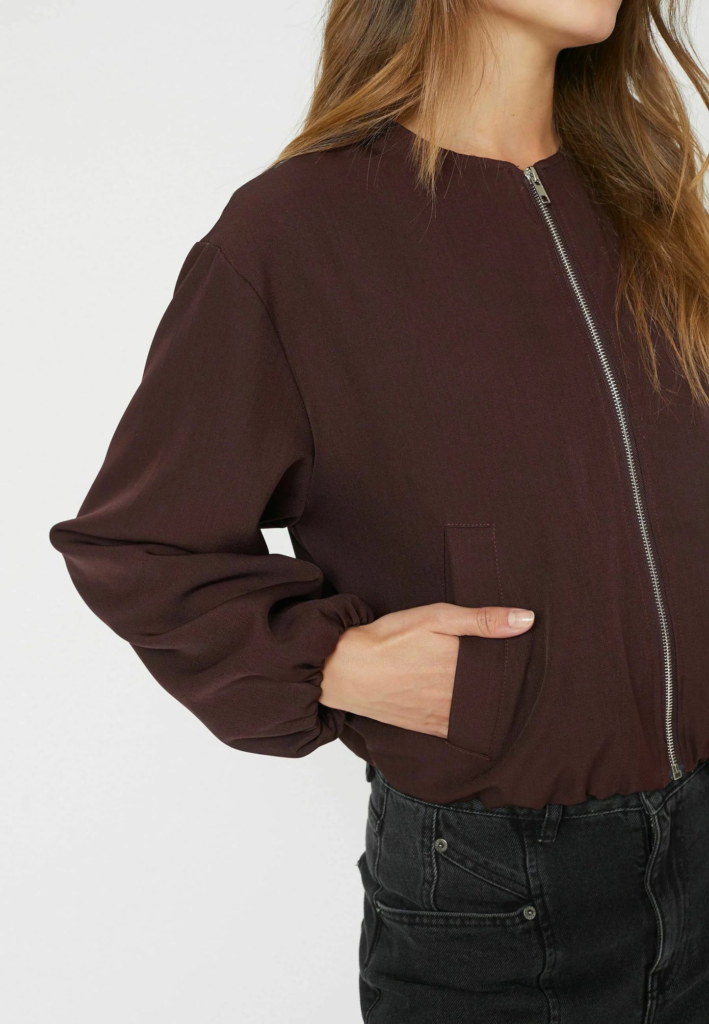 Luna balloon zip jacket Winered