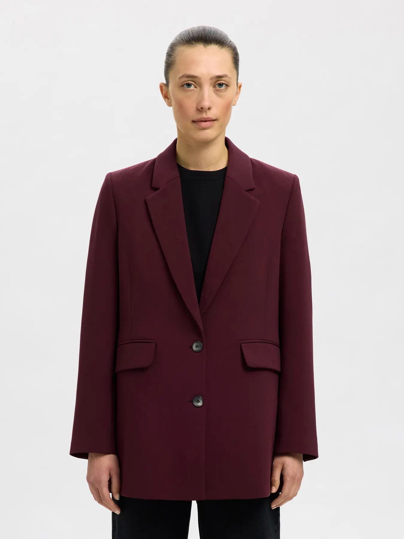 Rita LS relaxed blazer mel. Fig