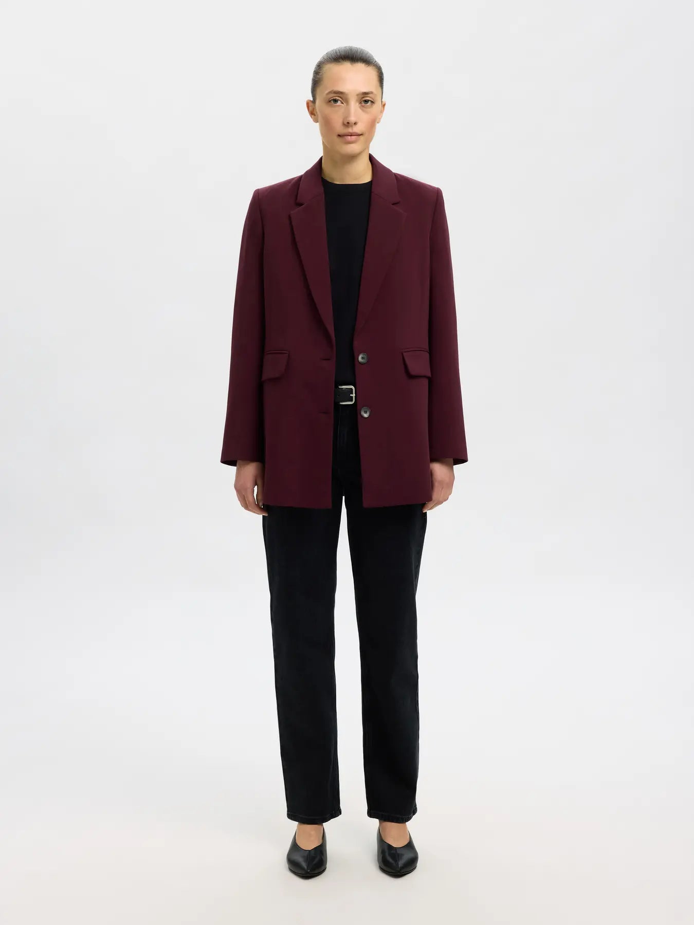 Rita LS relaxed blazer mel. Fig