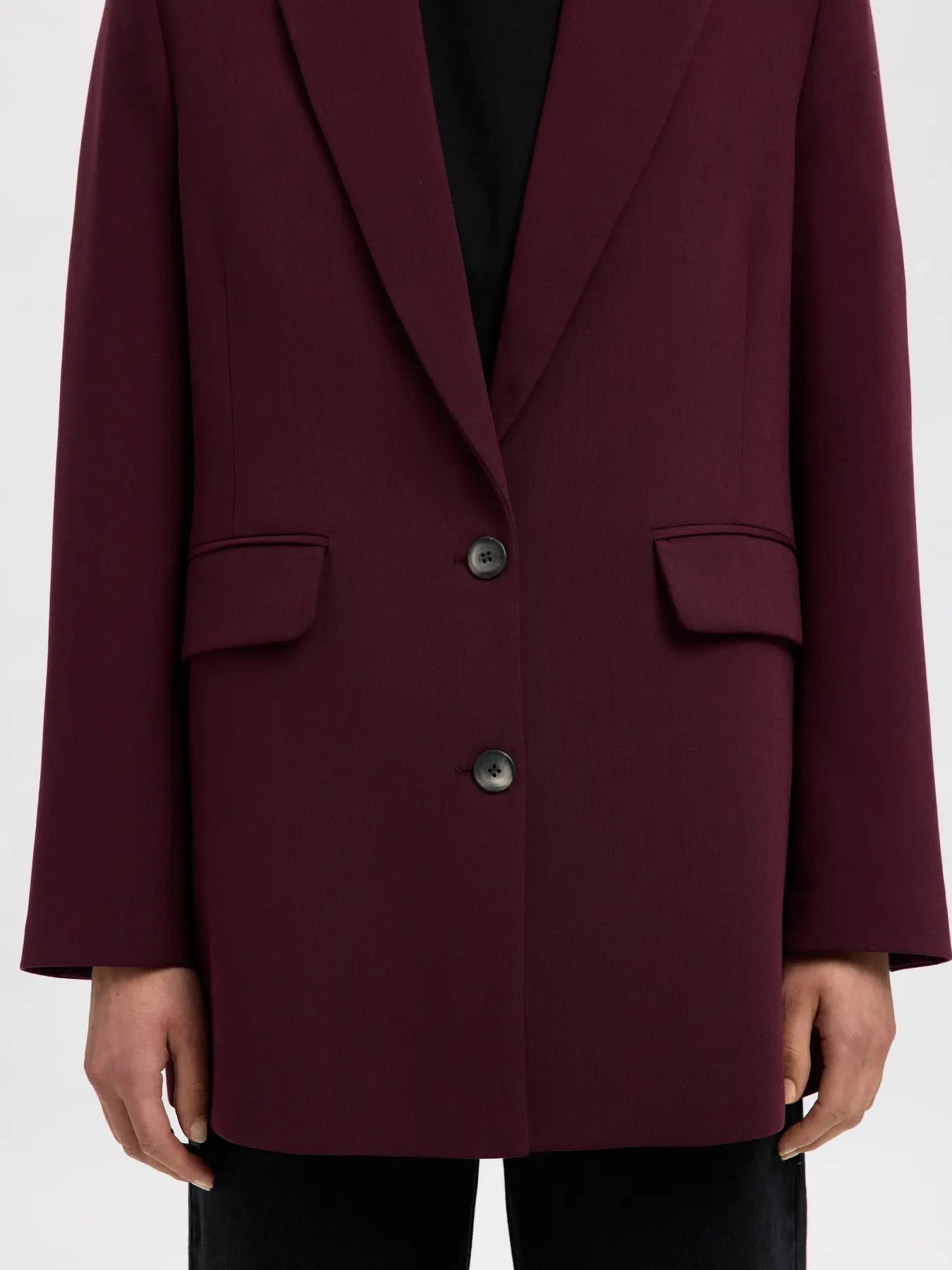 Rita LS relaxed blazer mel. Fig