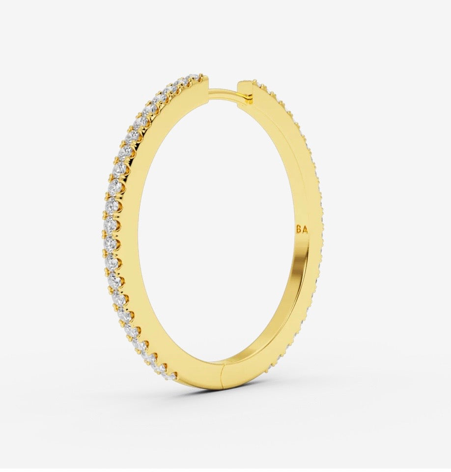 Ivy diamond hoop L 30mm Gold diamond