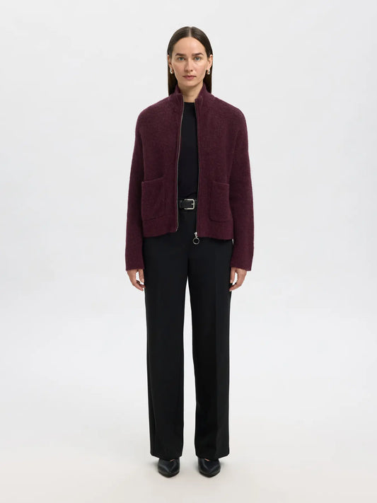 Sia Ras Ls knit zipper cardigan Fig