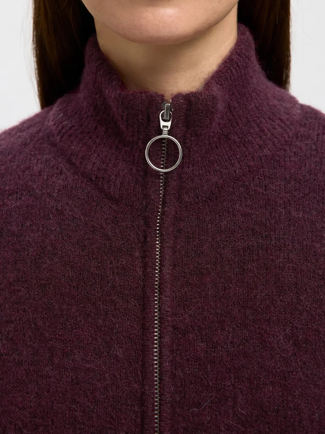 Sia Ras Ls knit zipper cardigan Fig