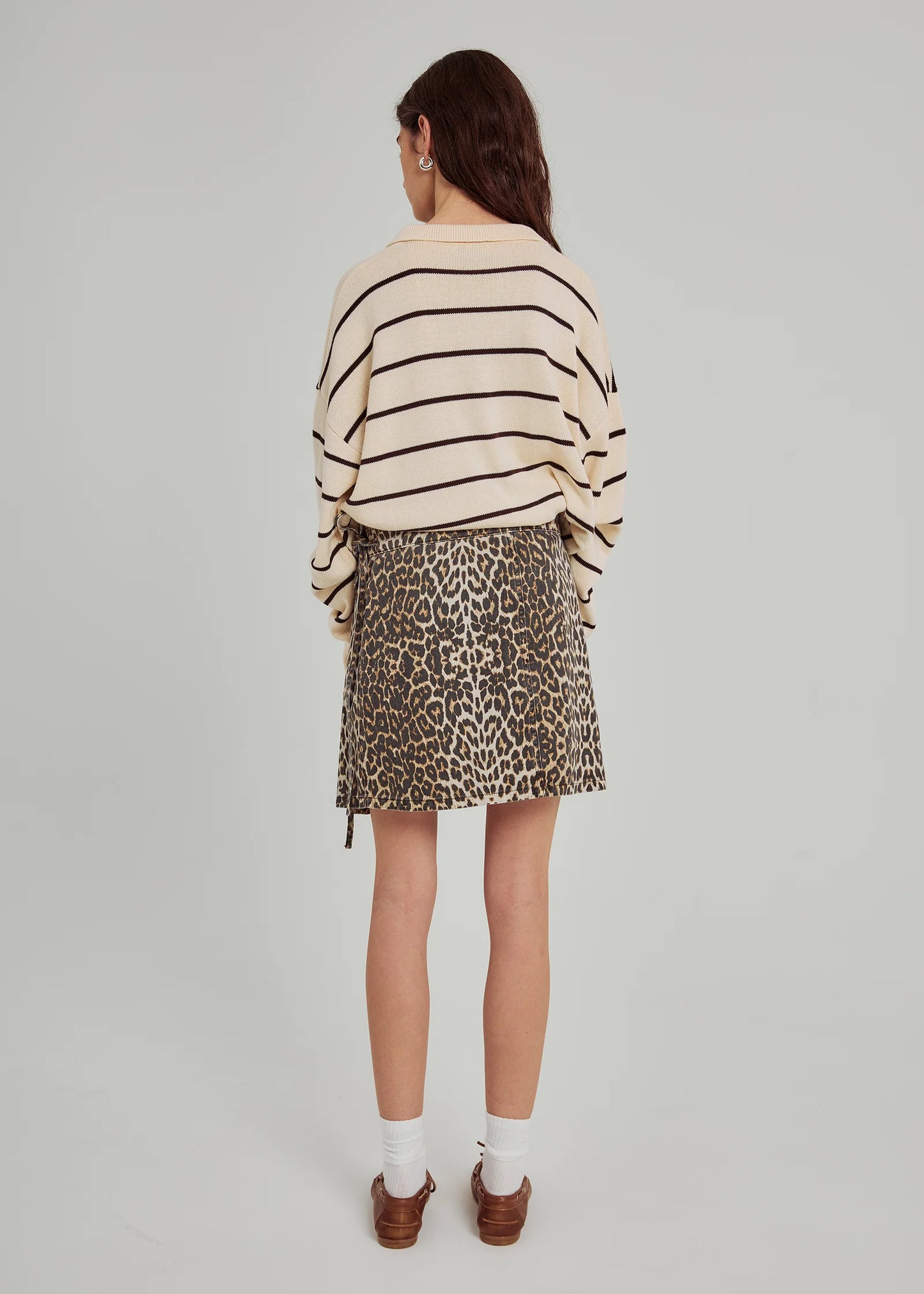 Ninni tie denim skirt Leo print