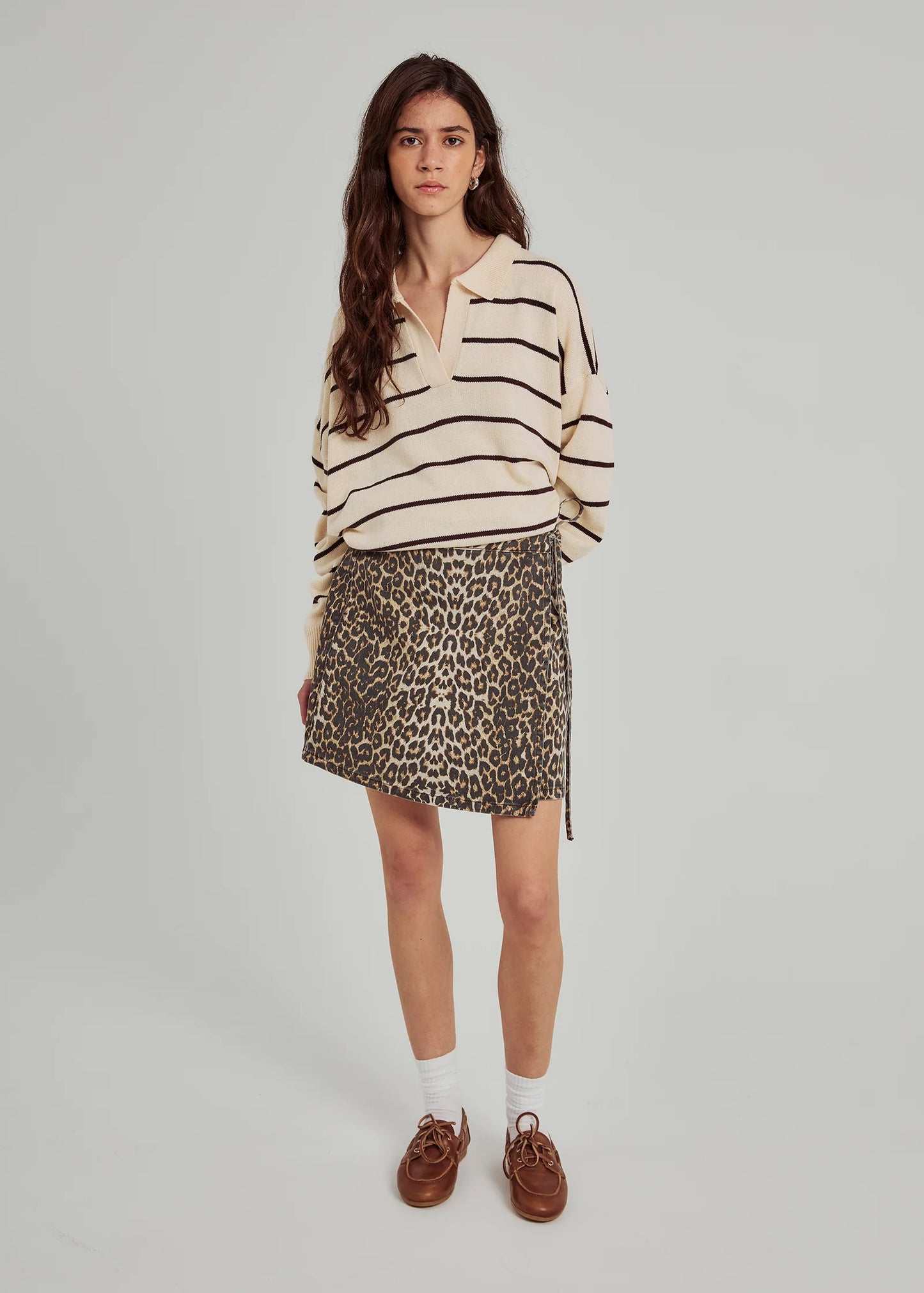Ninni tie denim skirt Leo print