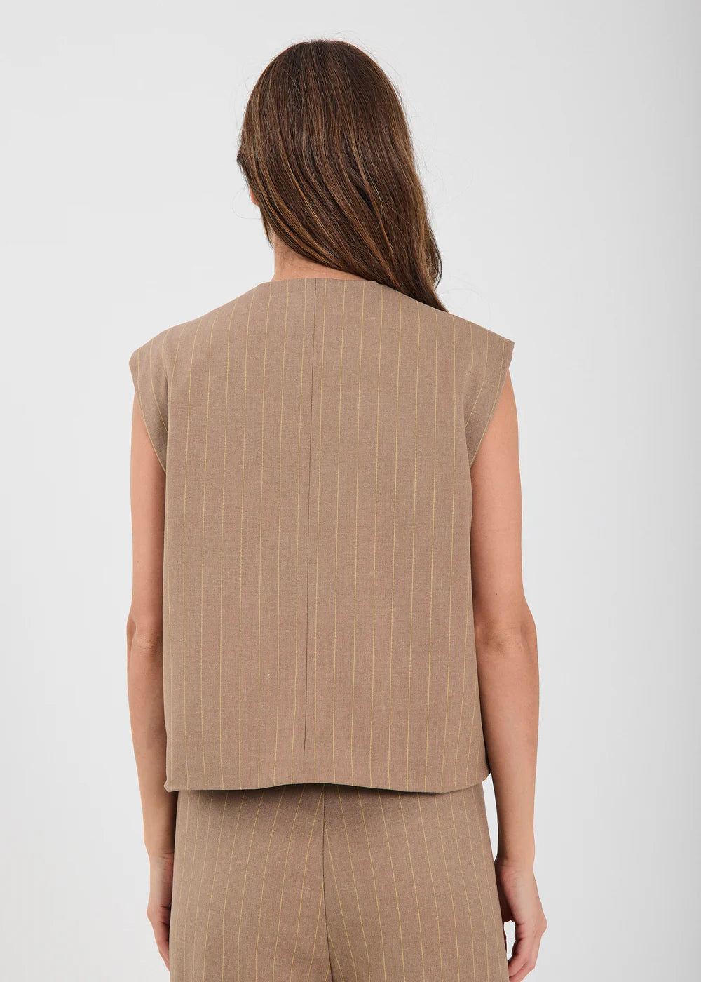 Novia short waistcoat Camel/ yellow stripe