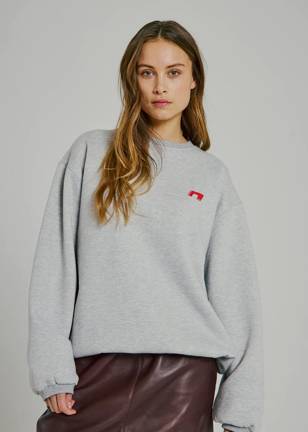 Daphine sweat top Light grey/ Red
