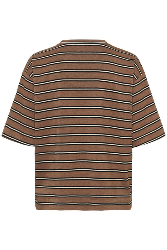 Pannie oversize T-shirt melange stripes Coffee quartz