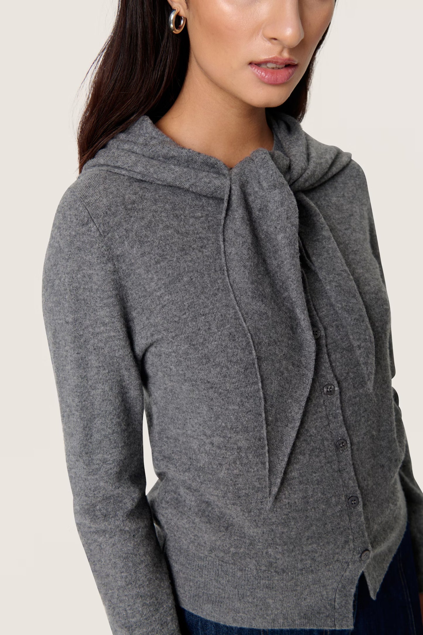 Molina scarf cardigan Grey melange