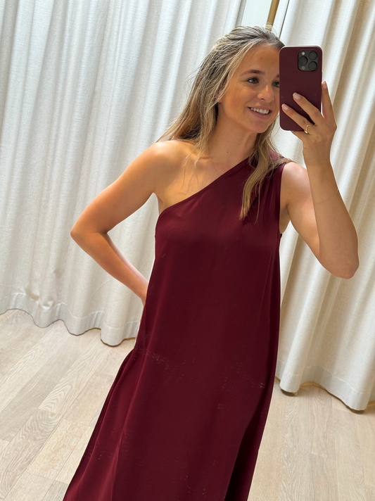 One Shoulder Dress Bordeaux