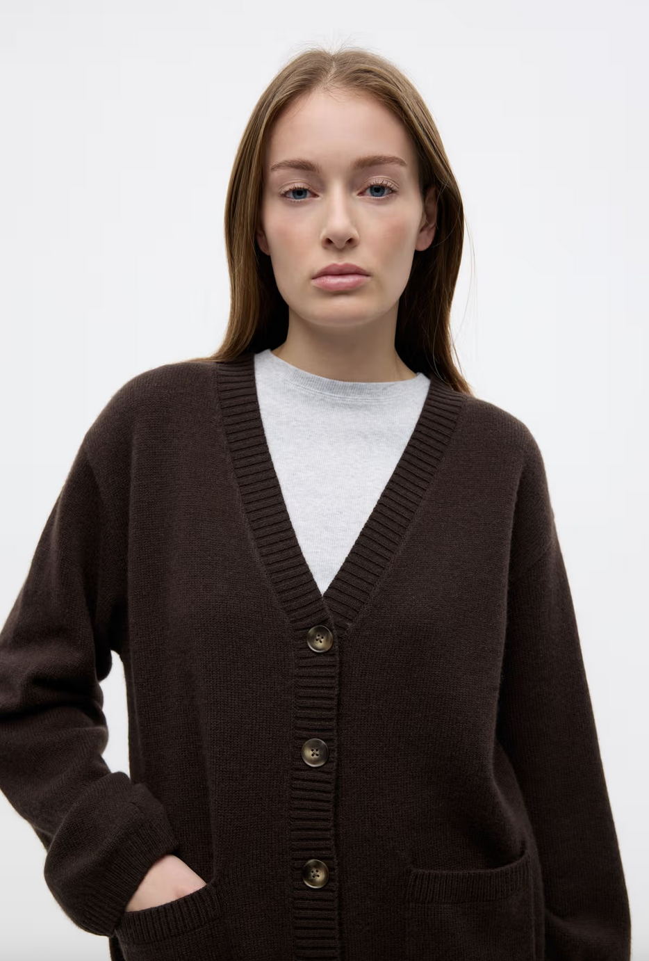 Elise LS cardigan Chocolate torte