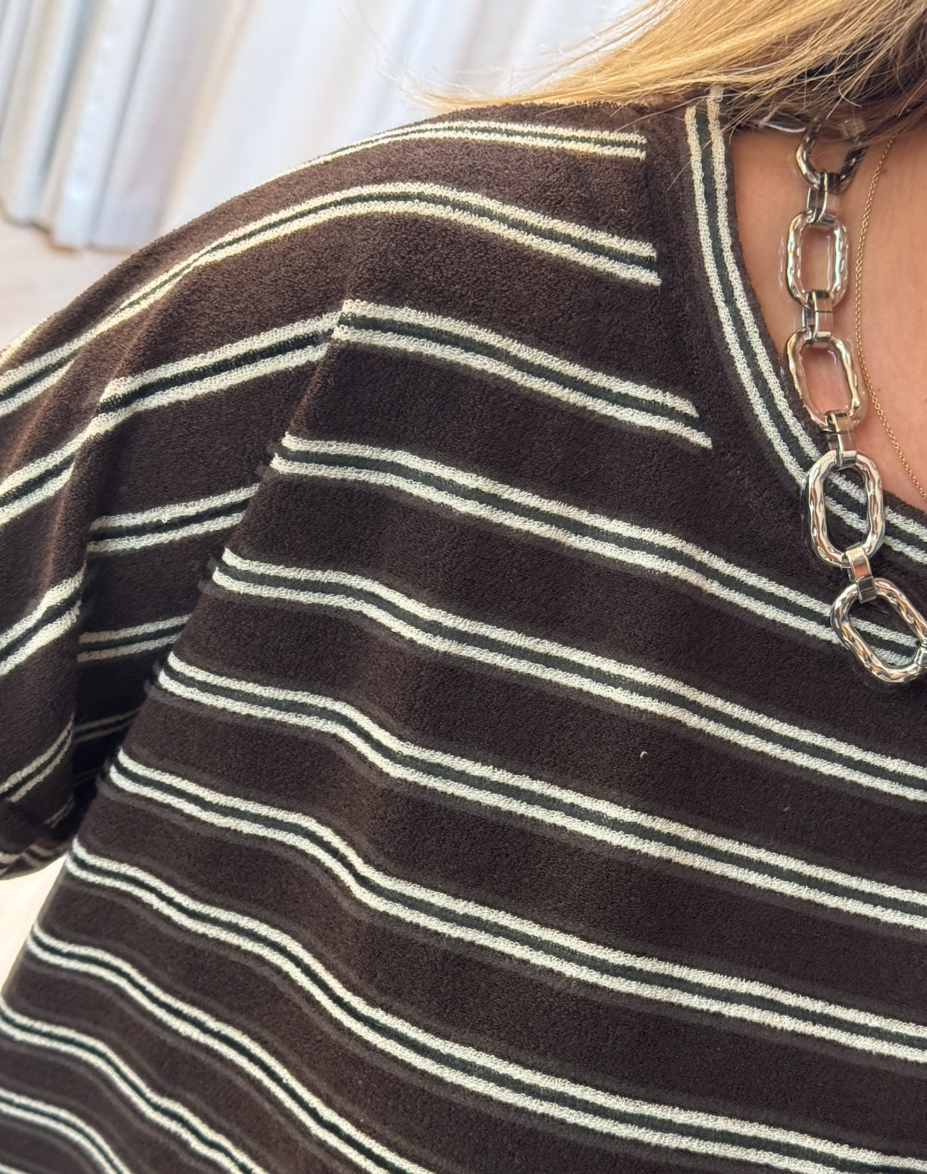 Striped Terry Top Chocolate