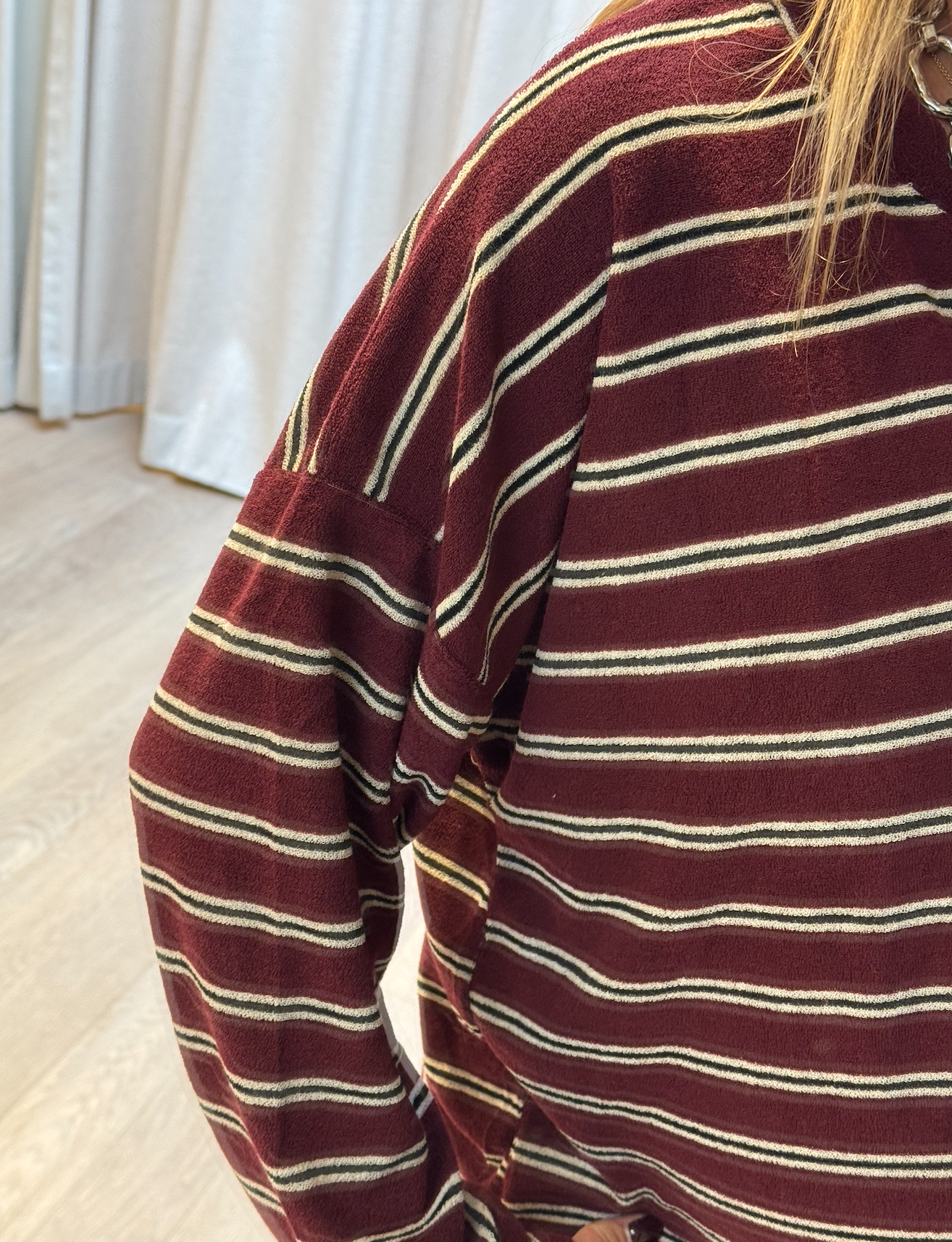 Striped Terry Top Burgyndy