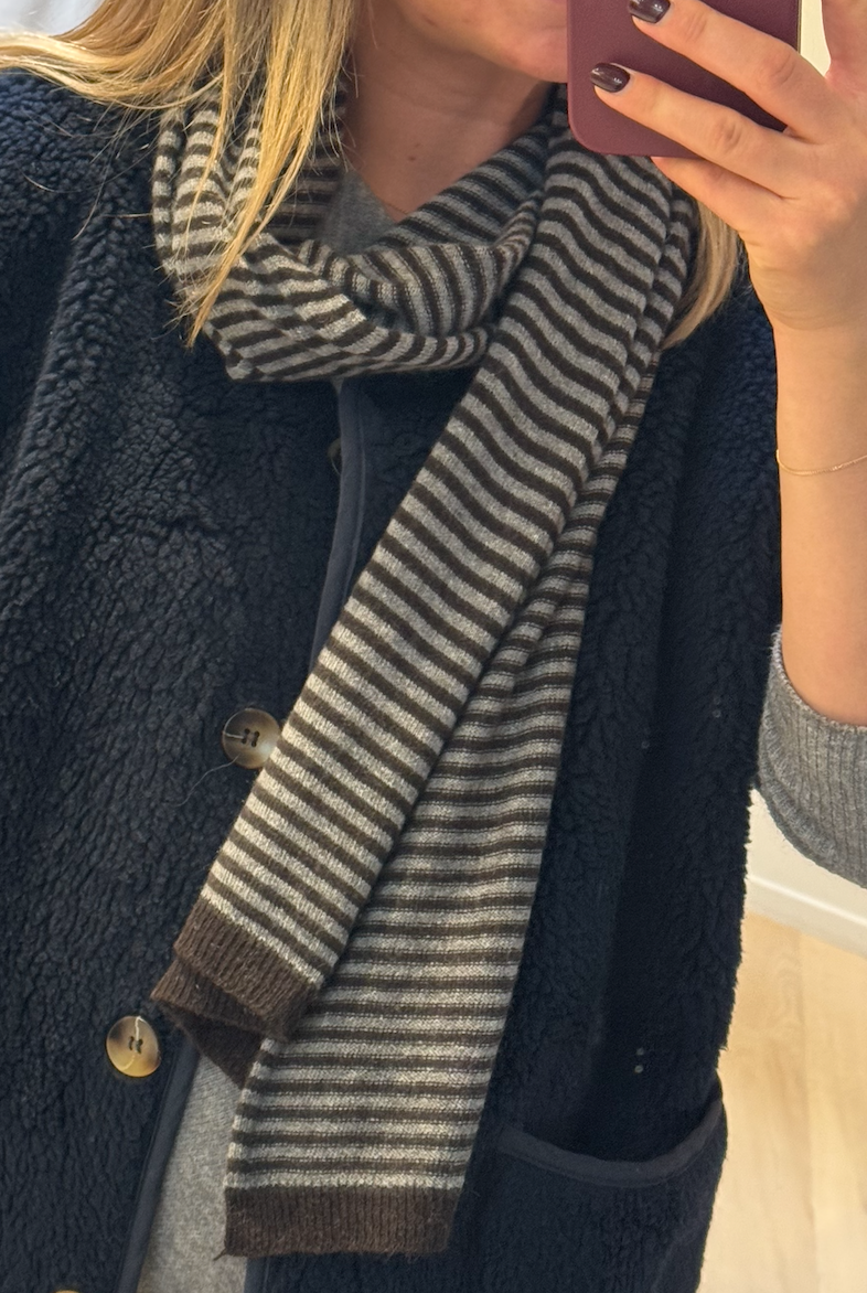 Striped Cashmere Scarf Chocolate