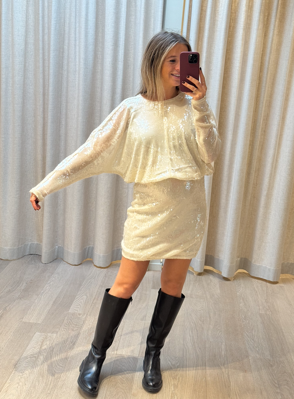 Serafin Sequin Dress Champagne