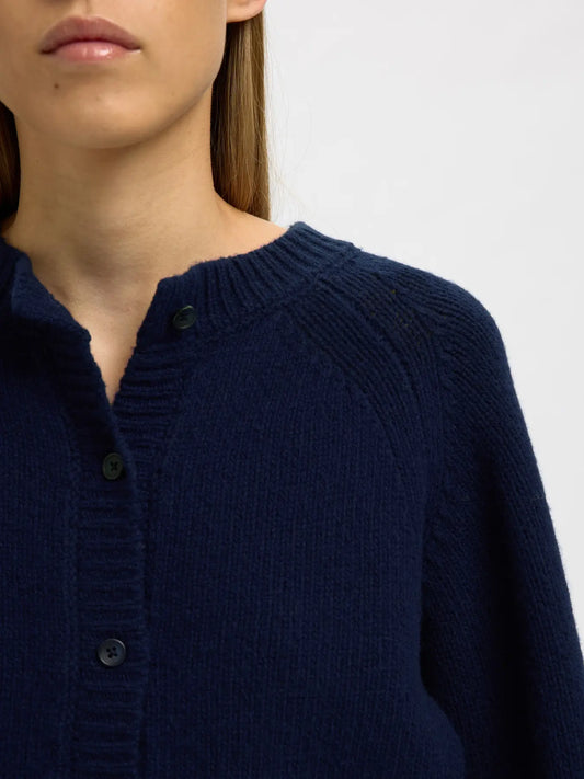 Nora Short Knit O-Cardigan Dark Sapphire