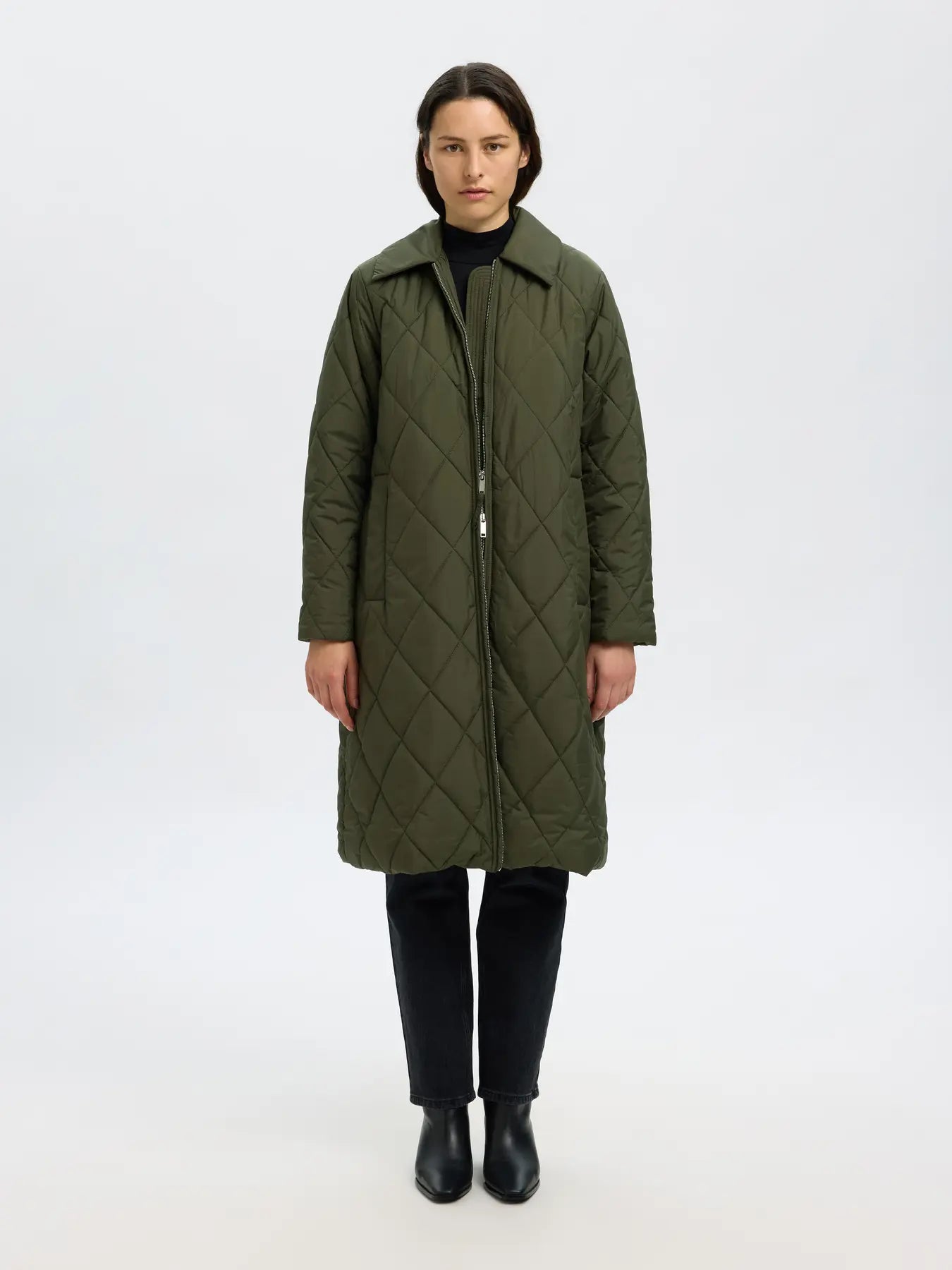 Cilla quilted coat Deep green