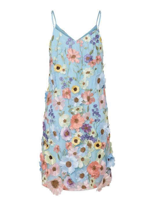 Flowering strap dress Blue/ multi