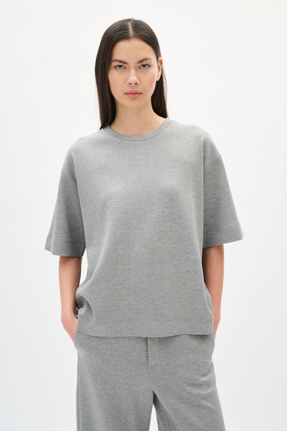 Pannie oversize T-shirt melange Dark grey melange