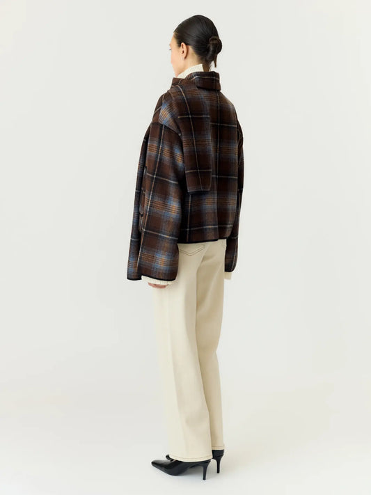 Calino LS scarf jacket Checks brown