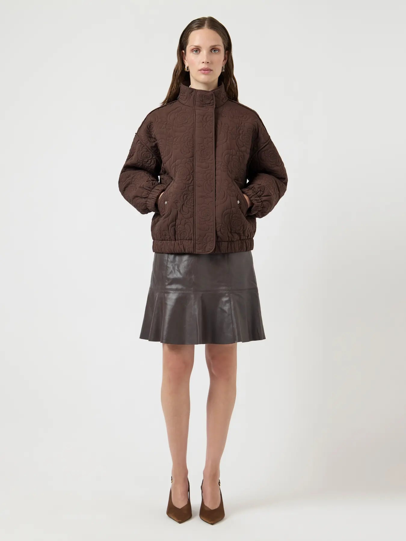 Fipura LS quilted jacket Chocolate brown