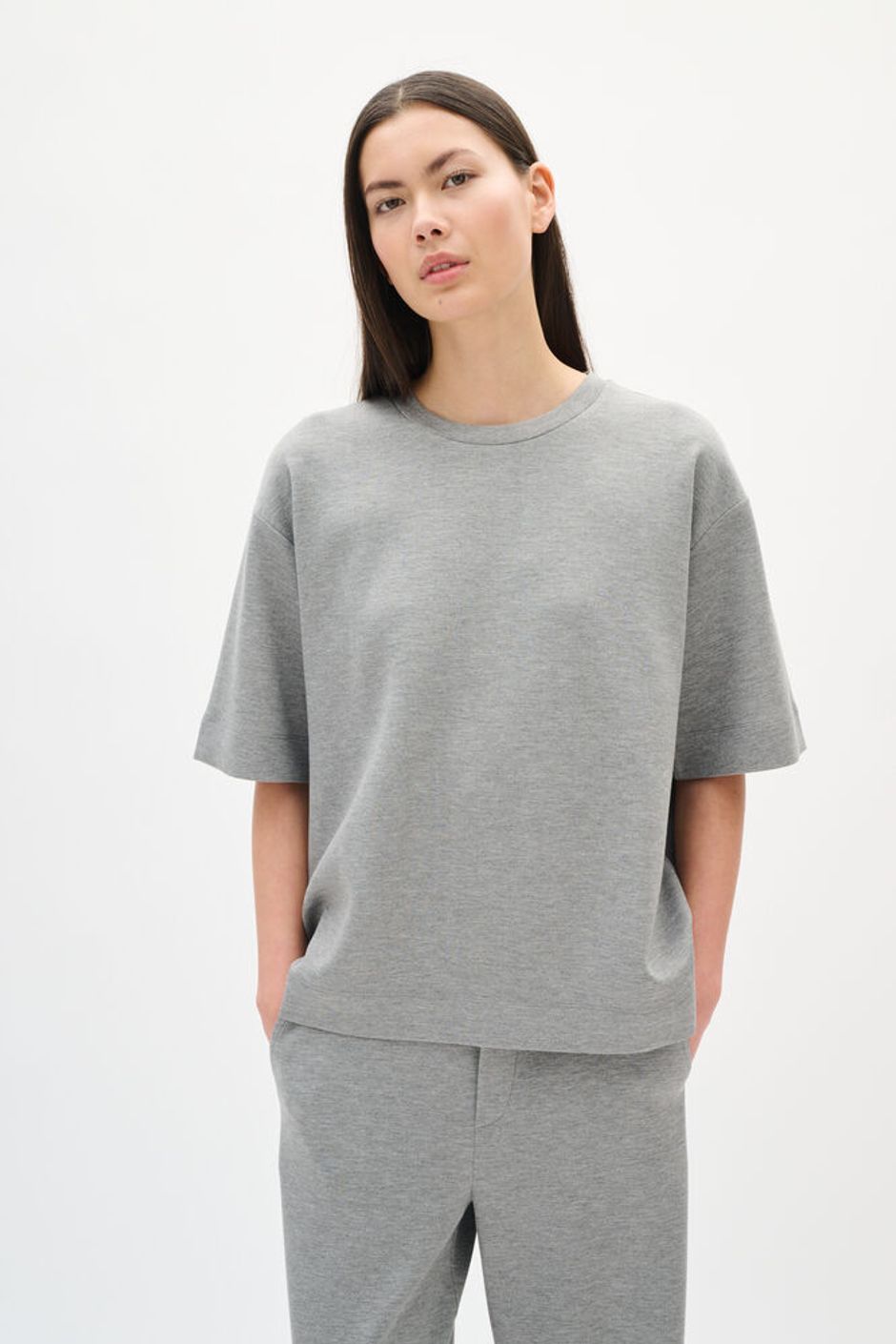 Pannie oversize T-shirt melange Dark grey melange