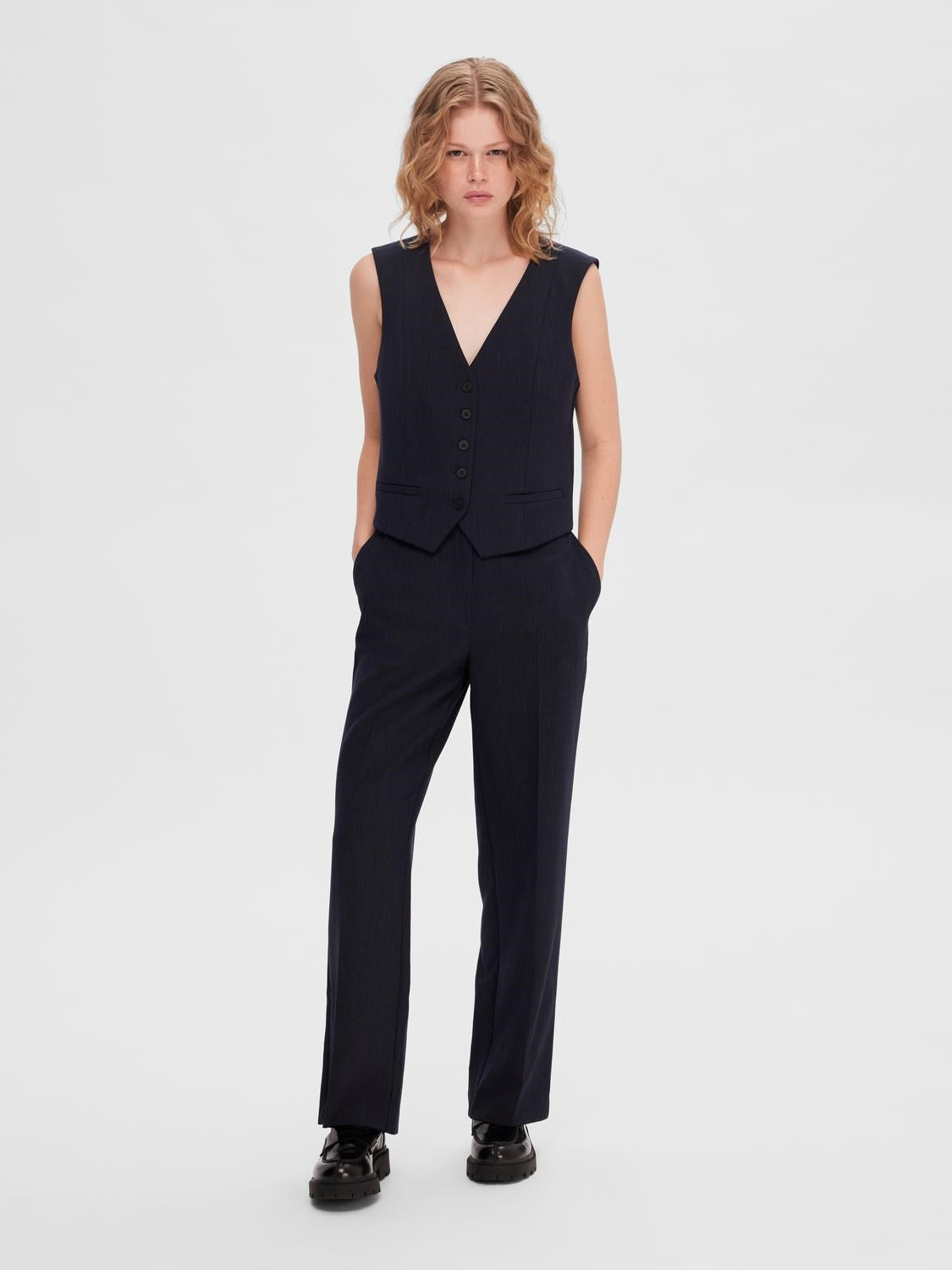 Rita wide pants Dark saphire mélange