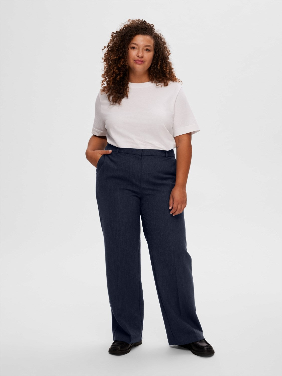 Rita wide pants Dark saphire mélange