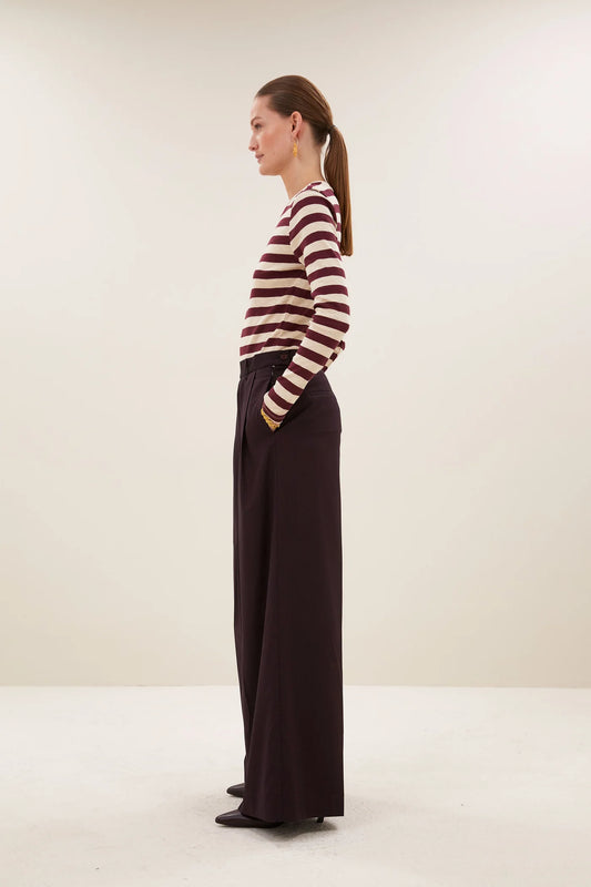 Basic Stripe Top Burgundy