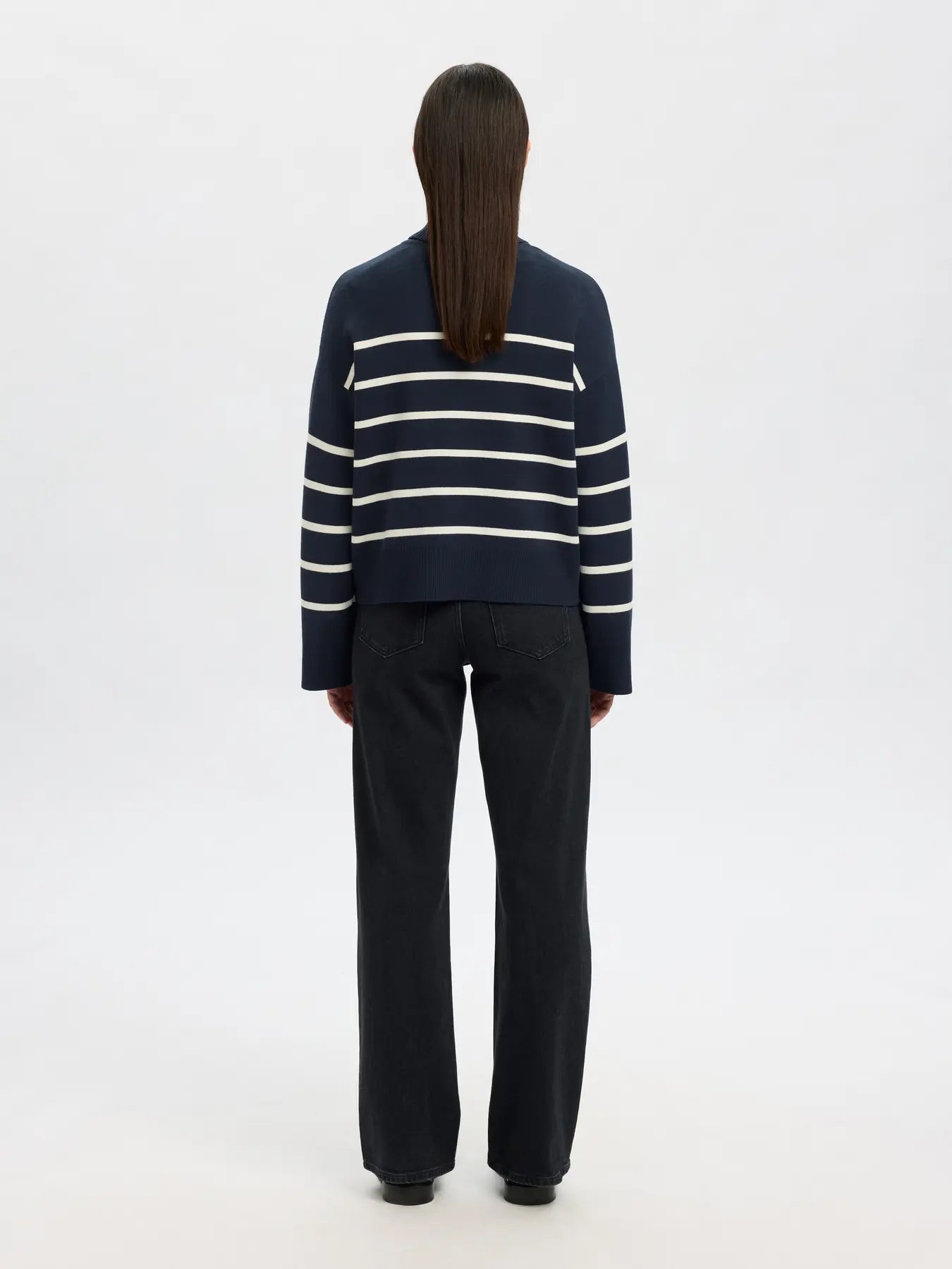 Kamma LS knit roll neck Dark sapphire/ Birch