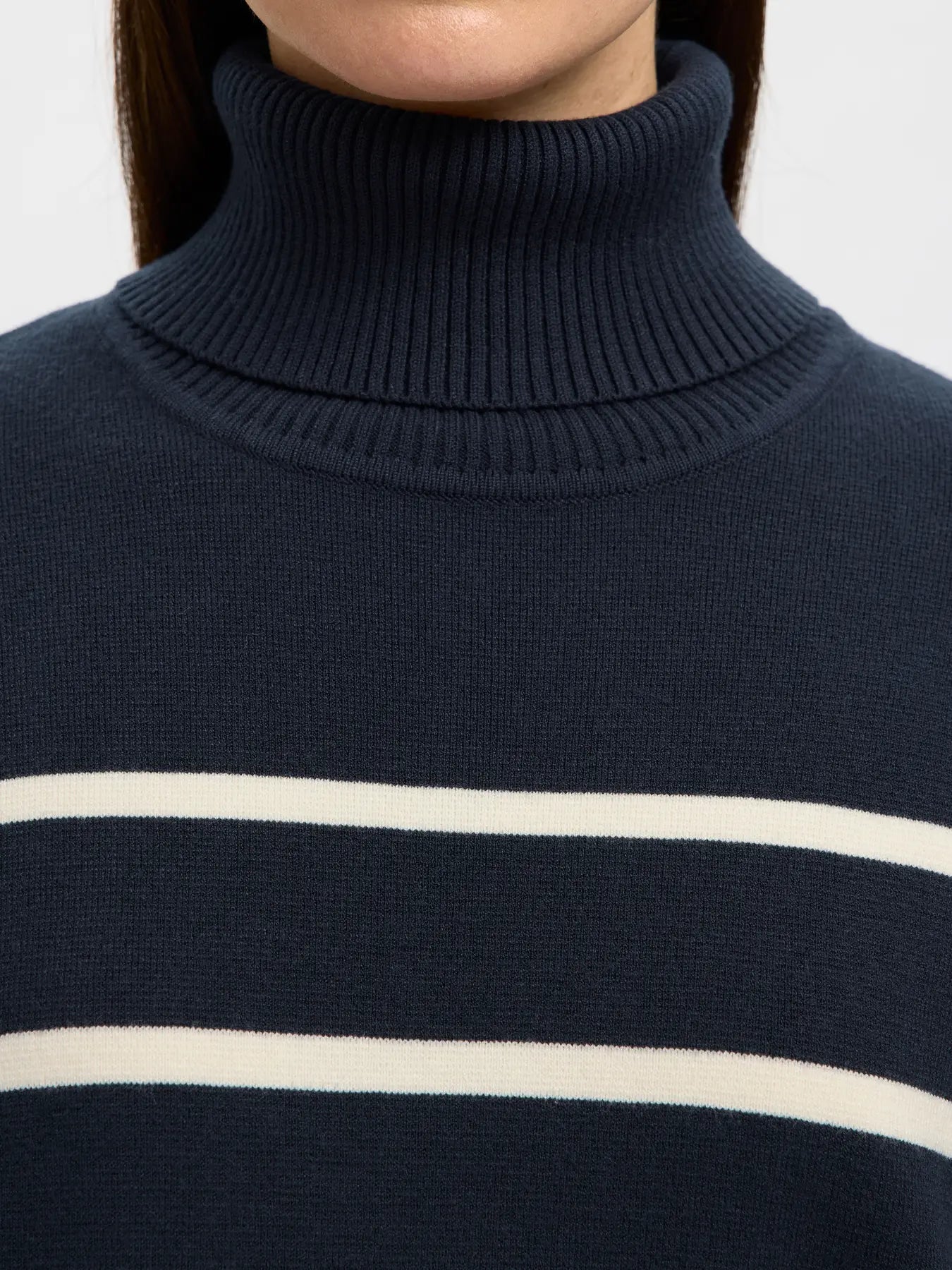 Kamma LS knit roll neck Dark sapphire/ Birch