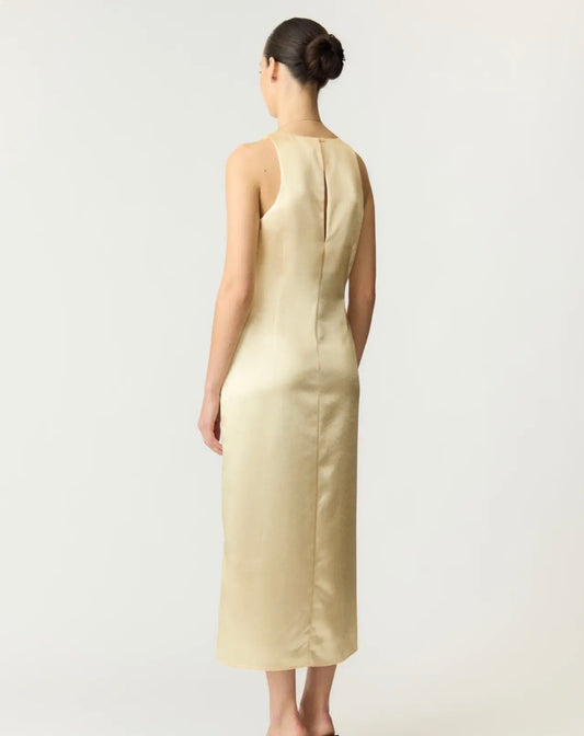 Orchida satin long dress Orchid/ yellow