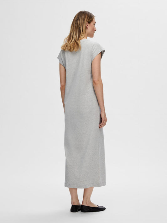 Essential SL v-neck dress Light grey melange