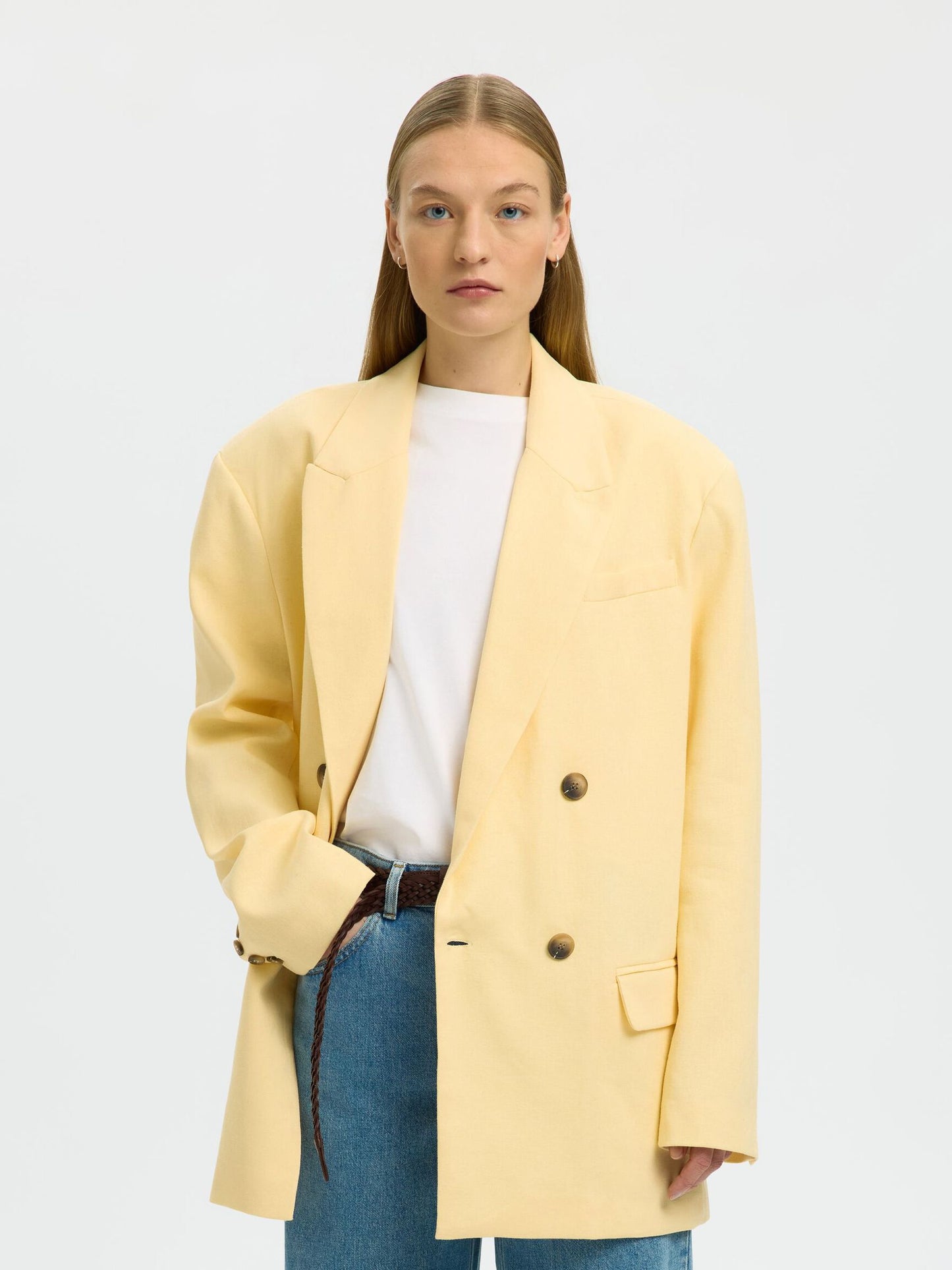 Rita oversized blazer Italian straw/ melange