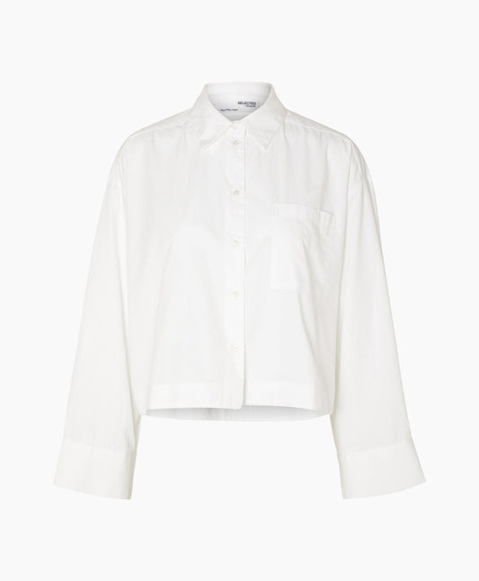 Astha LS cropped boxy shirt Bright White