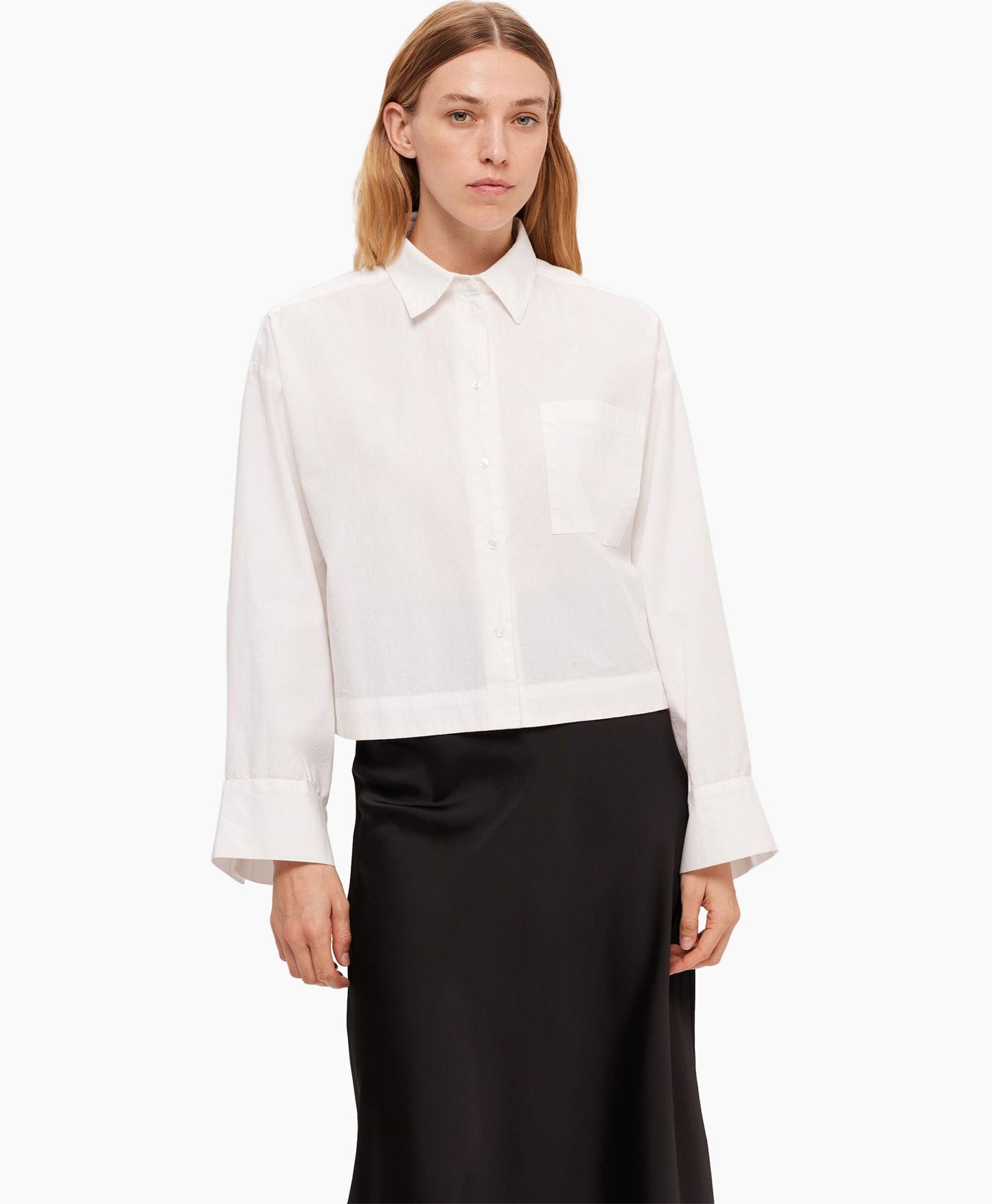 Astha LS cropped boxy shirt Bright White