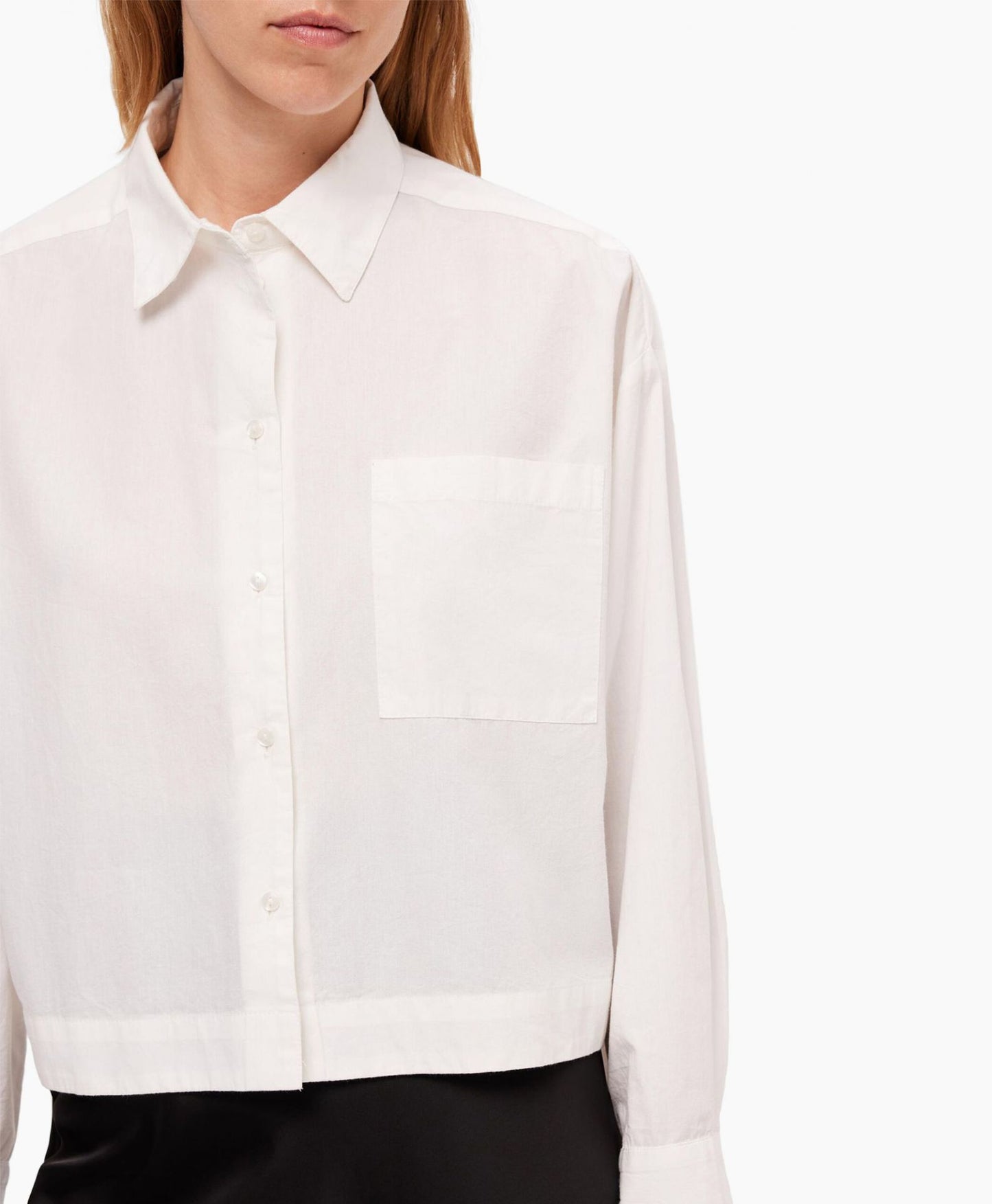 Astha LS cropped boxy shirt Bright White