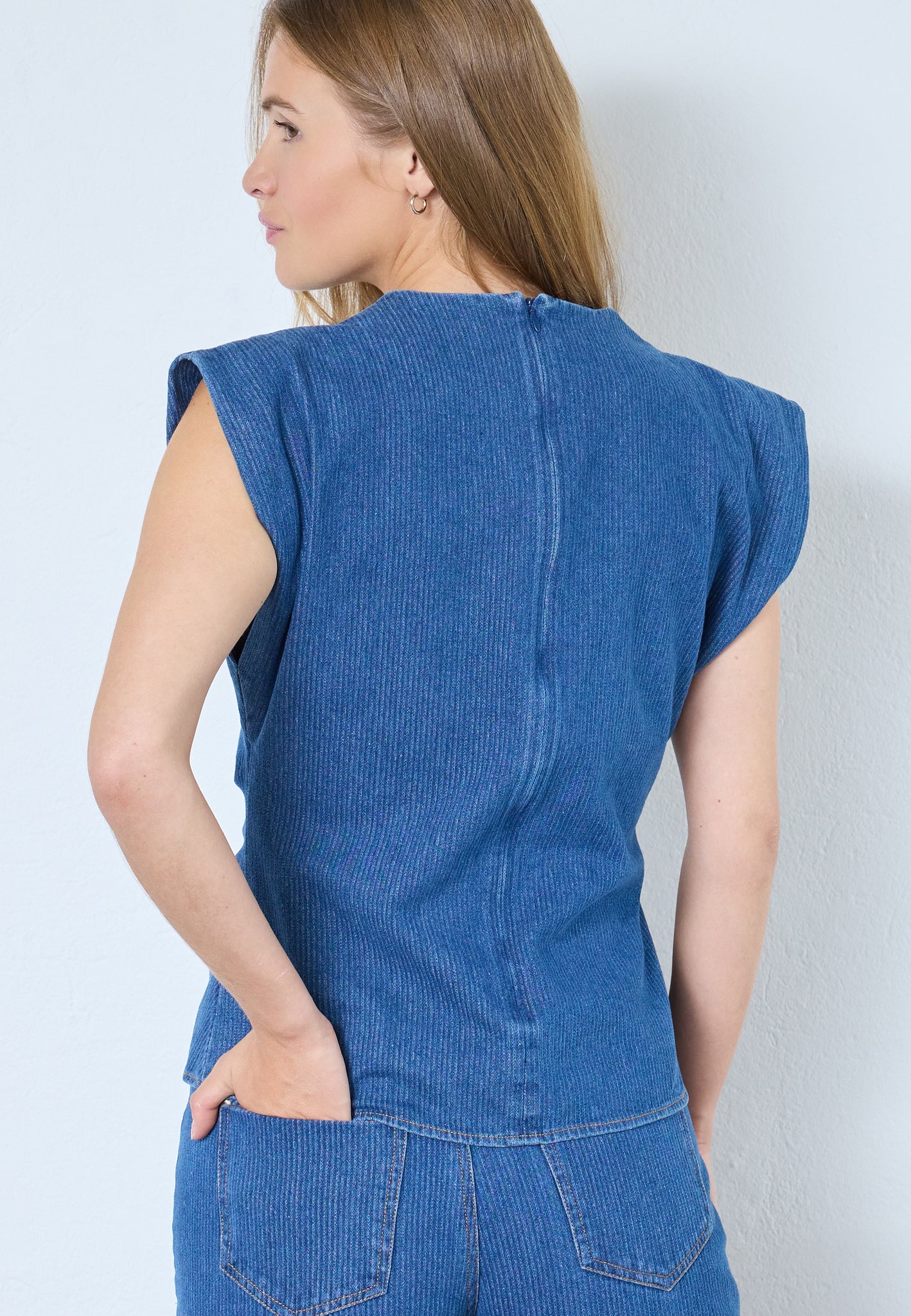 Kimmy pleat top Dark denim