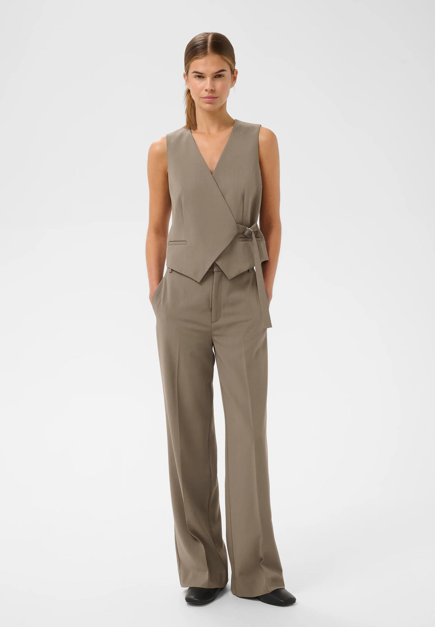 Haisly wide pants Sandy grey melange