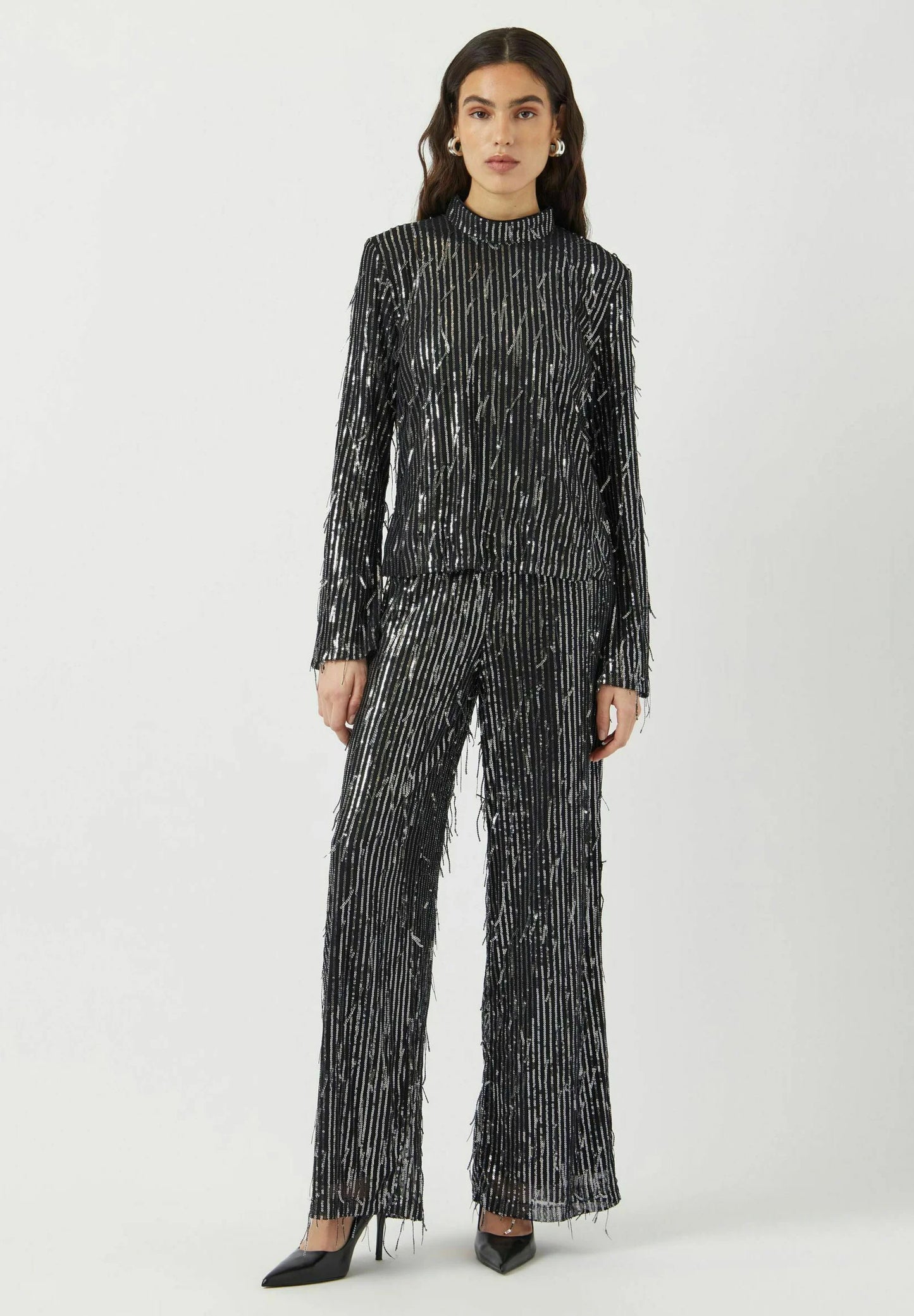 Lantra HW wide pants Black/ Silver