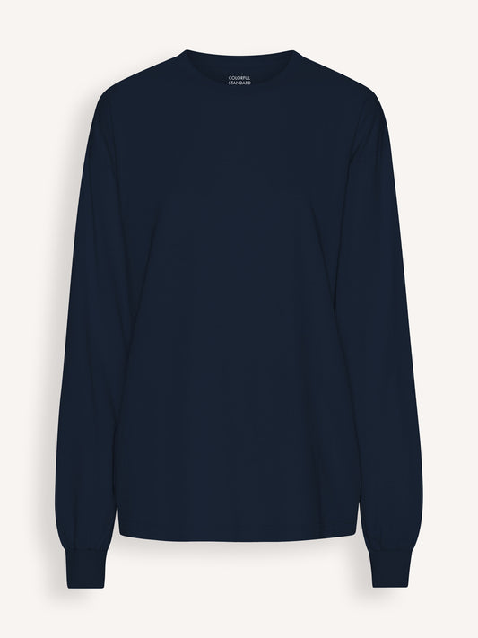 Oversized organic LS T-shirt Navy blue
