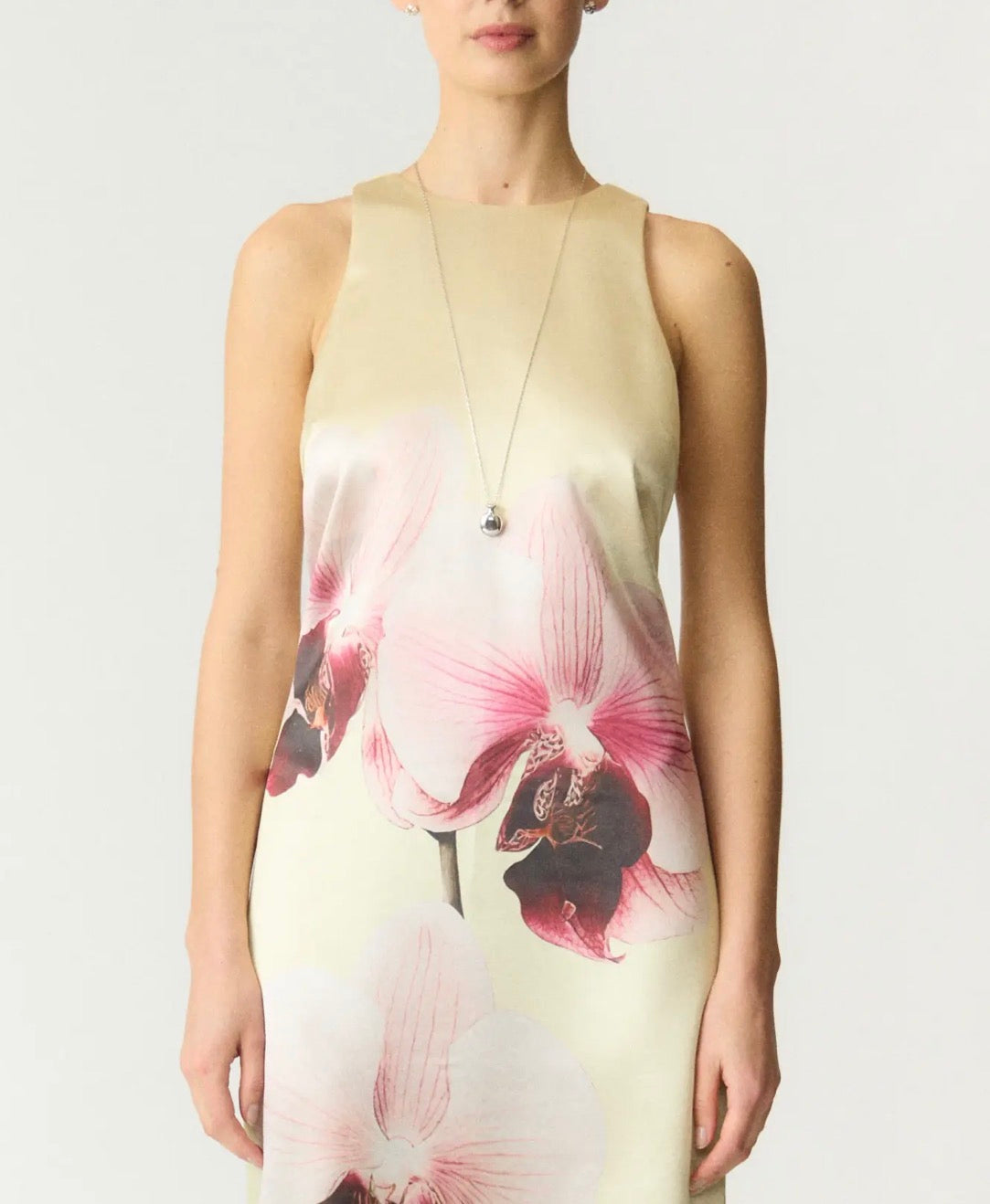 Orchida satin long dress Orchid/ yellow
