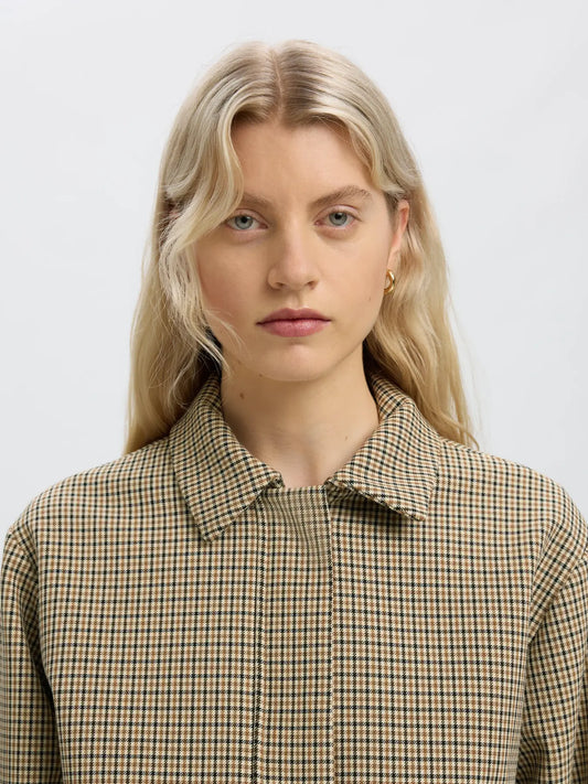 Elara relaxed bomber jacket Monks robe/ checks