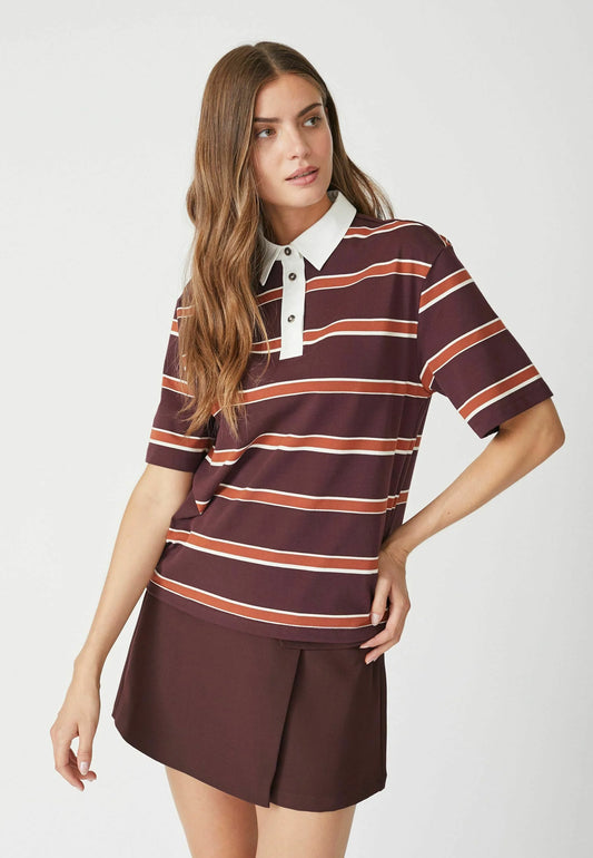 Augusta stripe polo tee Winered