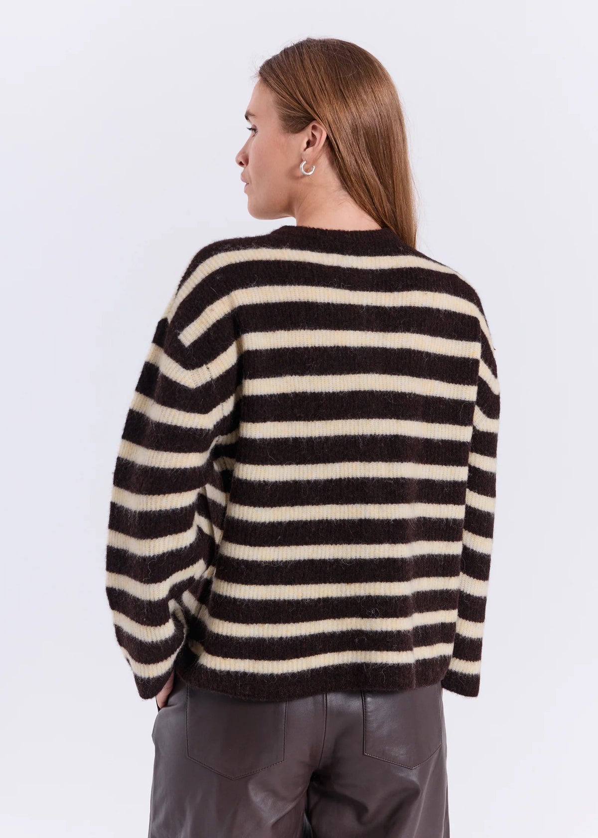 Halli striped LS knit cardigan Brown/Yellow